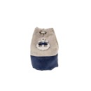 Saccotto tessuto grezzo bicolore con ancora legno.H11CM