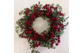 Ghirlanda natalizia con bacche rosse .DIAM.33CM