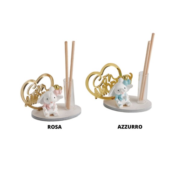 Profumatore elefante con cuore plexi.H 7 x 9 c/scatola