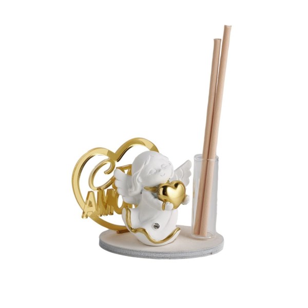 Profumatore angelo con cuore plexi.H 7 x 9 c/scatola