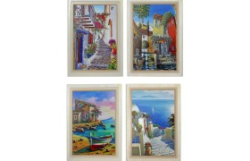 Quadro in metallo con paesaggi.ASS.4 MIS.25X32 CM