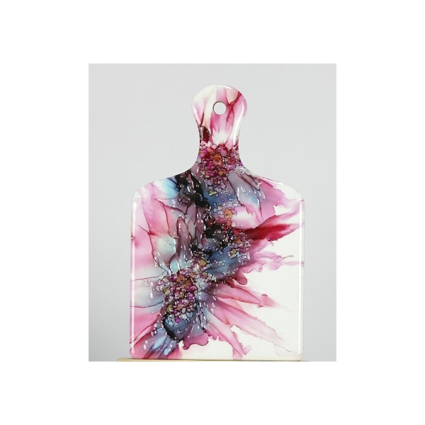 Mini tagliere in ceramica con calamita, decoro fiori.MIS.6,4X10CM