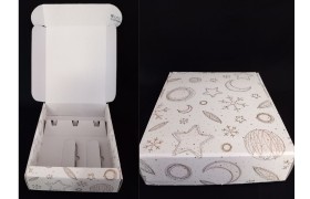 Scatola 3 bottiglie cartoncino decoro universo.MIS.34X28 H9CM