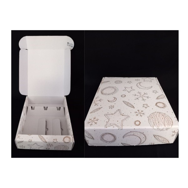 Scatola 3 bottiglie cartoncino decoro universo.MIS.34X28 H9CM