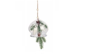 Campanella in vetro da appendere con decoro natalizio.DIAM.10XH18CM