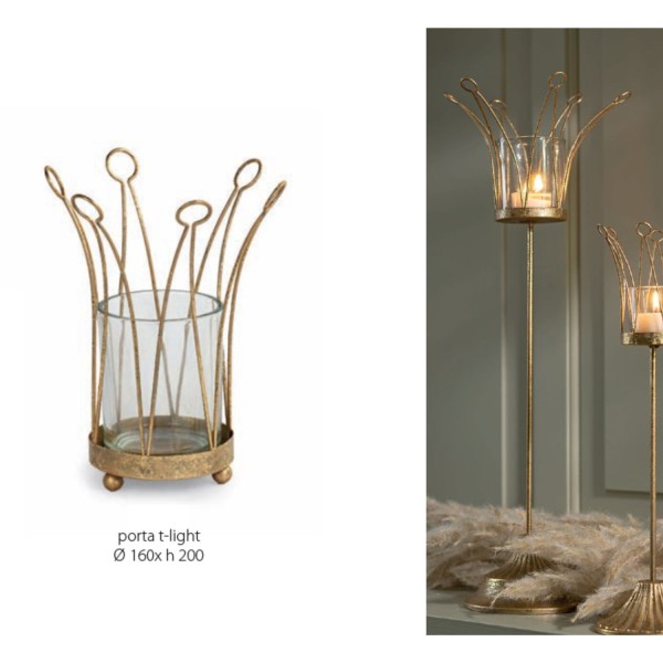 P/t light metallo colore oro.DIAM.16 H20CM