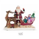 Babbo Natale slitta in poliresina e luci led.MIS.37X27CM