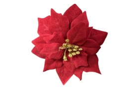 Fiore stella col.rosso con stelo.CM15 , DIAM. CM.13