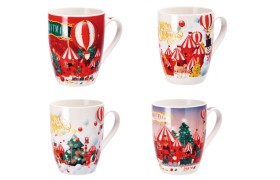 Tazza mug ceramica,decori natale.ASS.4 DIAM.8 X H10,5CM