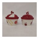 Scatola muffin natalizia di ceramica.ASS.2 DIAM.10 H10CM