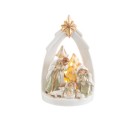Sacra famiglia in porcellana con luce LED.MIS.13X10 H 20CM