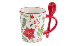 Tazza ceramica con cucchiaino.Scatola compresa.MIS 12X8,5 H10CM