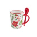 Tazza ceramica con cucchiaino.Scatola compresa.MIS 12X8,5 H10CM