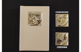 Vangelo in  similpelle bianco con placca.MIS.7 X H11CM
