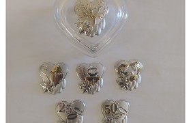 Scatola vetro cuore, placca a scelta.MIS.8,5X7,5 H4,5CM
