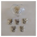 Scatola vetro cuore, placca a scelta.MIS.8,5X7,5 H4,5CM