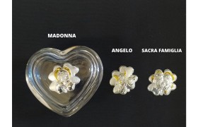 Scatola vetro forma cuore con placca.MIS 8,5x7,5 H 4,5CM