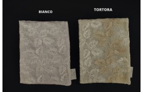 Sacchetto tessuto e organza ricamata.MIS.12X H14,5CM