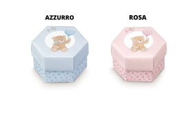 Scatola esagonale in cartoncino con orso.MIS.6X4CM