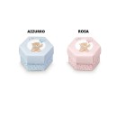 Scatola esagonale in cartoncino con orso.MIS.6X4CM