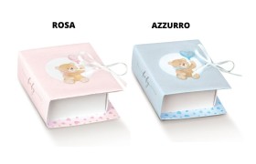 Scatola cartoncino forma libro con orso.Mis.7X6 H3CM