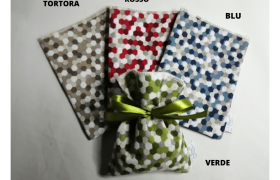Sacchetto cotone decoro esagoni.MIS.10X14CM