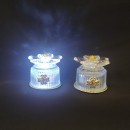 Fiore cristallo su base vetro con placca e led.MIS.5,5 XH6CM