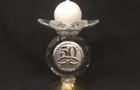 P/candela cristallo con placca 50°.MIS.6X H9,5CM