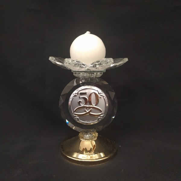 P/candela cristallo con placca 50°.MIS.6X H9,5CM