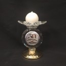 P/candela cristallo con placca 50°.MIS.6X H9,5CM