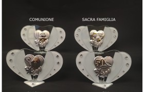 Icona vetro cuore, con strass.MIS.10X H6,5CM