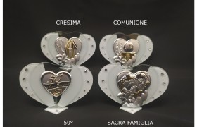Icona vetro cuore, con strass.MIS.11,5X H8CM