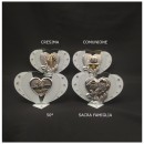 Icona vetro cuore, con strass.MIS.11,5X H8CM