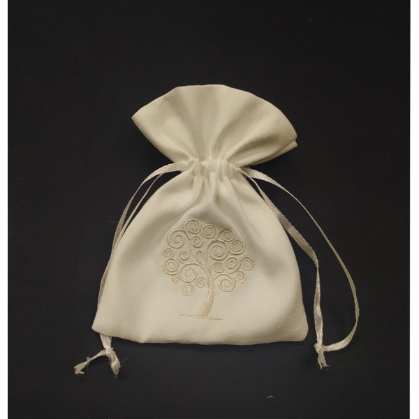 Sacchetto tessuto con ricamo albero.MIS.10X13CM