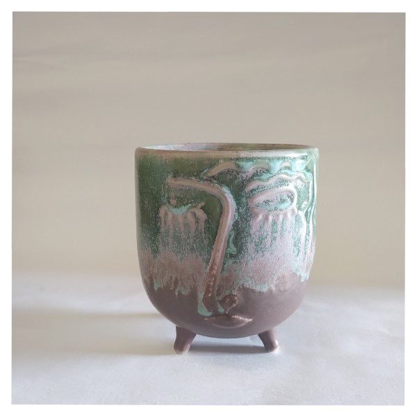P/vaso ceramica decoro semilucido.DIAM.11XH13CM