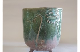 P/vaso ceramica decoro semilucido.DIAM.13XH15CM