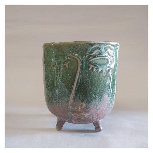P/vaso ceramica decoro semilucido.DIAM.13XH15CM