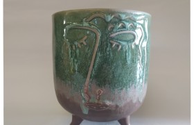 P/vaso ceramica decoro semilucido.DIAM.15XH18CM