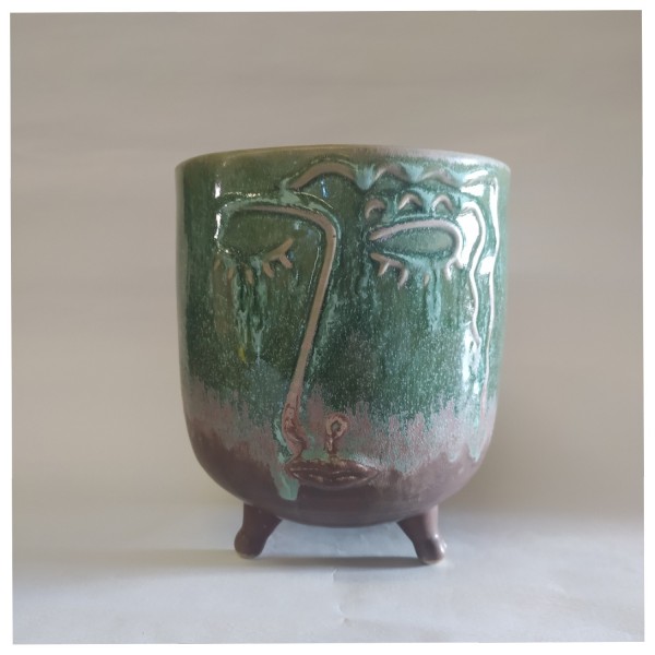 P/vaso ceramica decoro semilucido.DIAM.15XH18CM