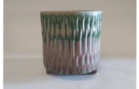 P/vaso ceramica decoro semilucido.DIAM.11X11,5CM