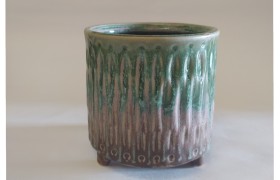 P/vaso ceramica decoro semilucido.DIAM.13X13,5CM