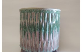 P/vaso ceramica decoro semilucido.DIAM.15X15,5CM