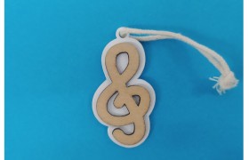 SET DA 12PZ Applicazione chiave di violino in legno su base bianca.MIS.2X4CM
