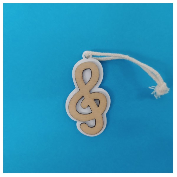 SET DA 12PZ Applicazione chiave di violino in legno su base bianca.MIS.2X4CM