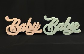 Scritta legno BABY MIS.38XH20CM spessore 3CM