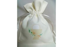 Sacchetto cotone avorio COMUNIONE.MIS.10X14CM