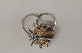 Coccinella con strass su fedi .MIS.3X3CM