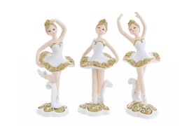 Ballerina resina bianca e oro.Ass.3 MIS.5x5 H 12,5CM