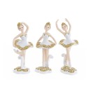 Ballerina resina bianca e oro.Ass.3 MIS.5x5 H 12,5CM