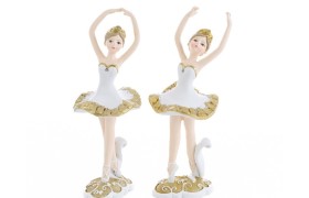 Ballerina resina bianca e oro.Ass.2 MIS.7X7X18CM